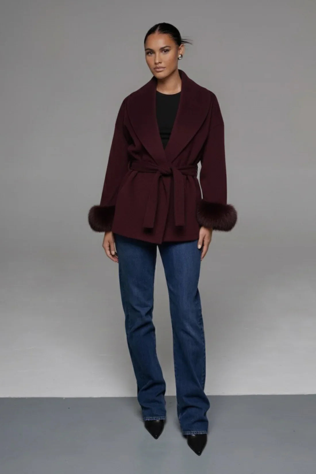 Kate - Premium Mantel Mit Echtfell