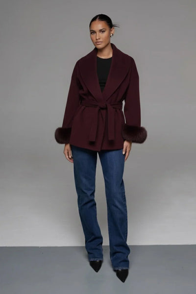 Kate - Premium Mantel Mit Echtfell