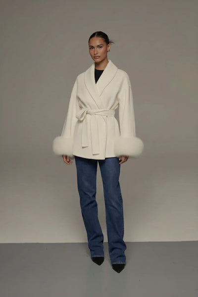 Kate - Premium Mantel Mit Echtfell