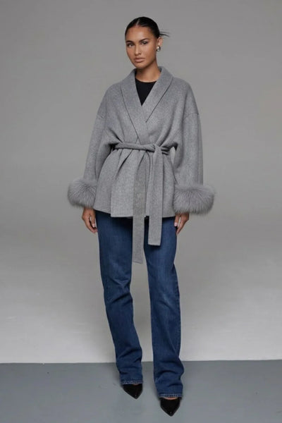 Kate - Premium Mantel Mit Echtfell