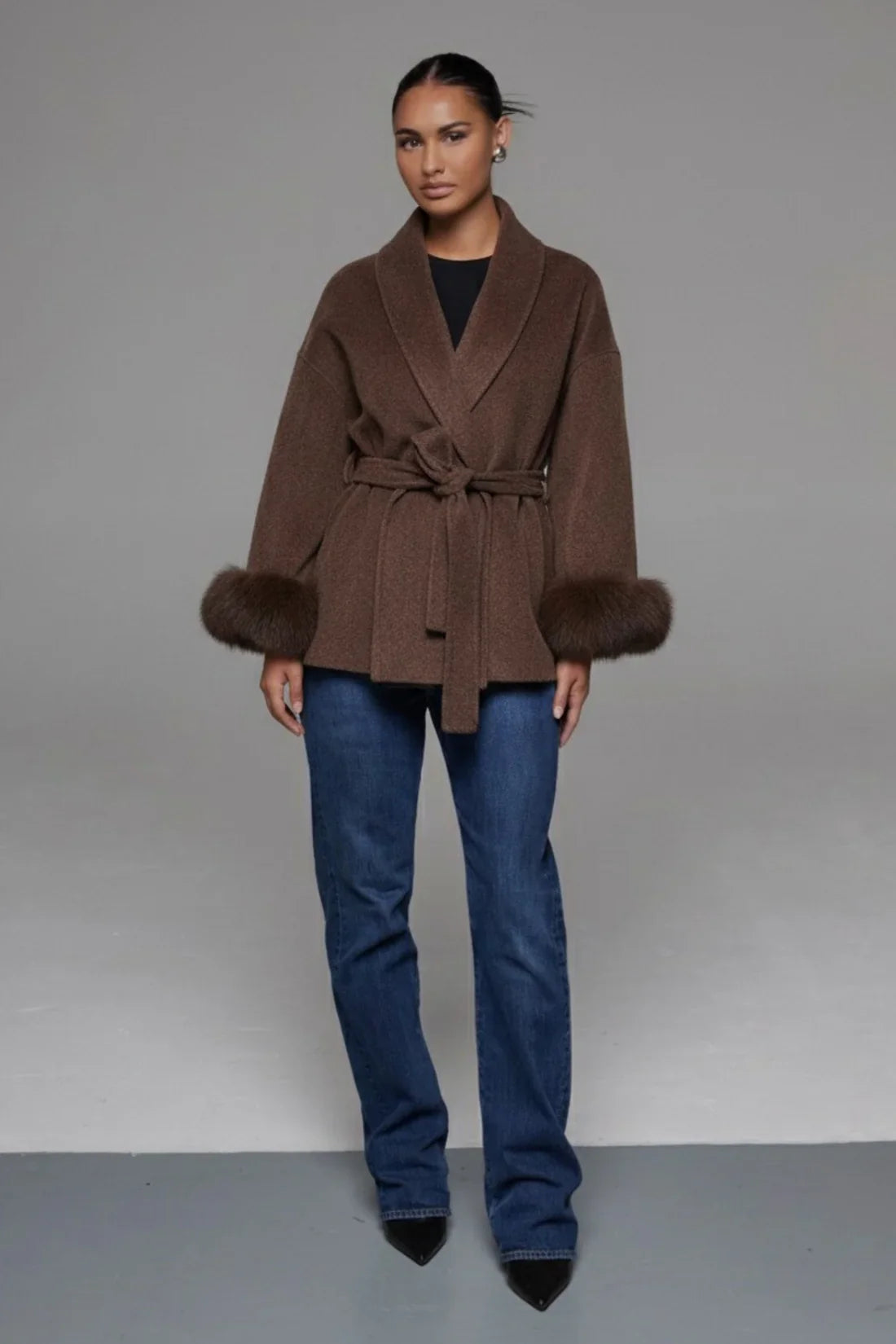Kate - Premium Mantel Mit Echtfell