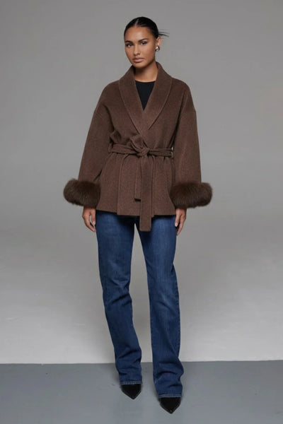 Kate - Premium Mantel Mit Echtfell