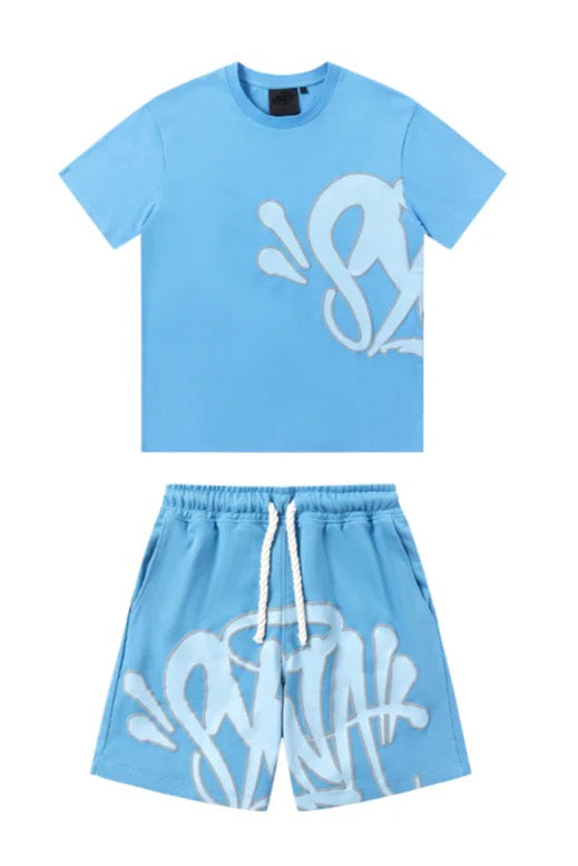 „Graffiti“ Shorts Set Babyblau