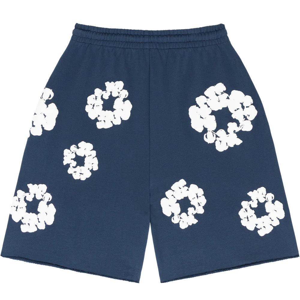 Shorts „Blume“ Marineblau