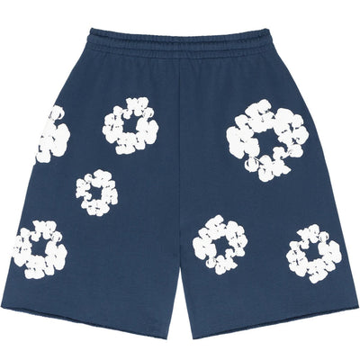 Shorts „Blume“ Marineblau