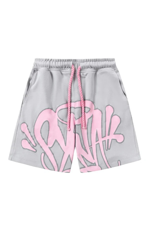 „Graffiti“ Shorts-Set Grau/Rosa