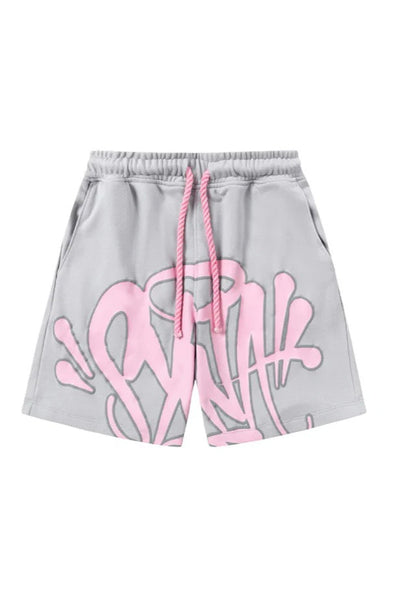 „Graffiti“ Shorts-Set Grau/Rosa