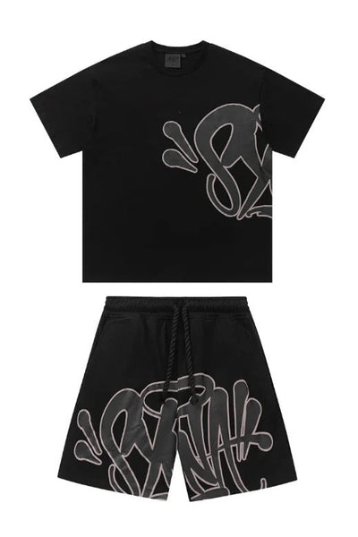 "Graffiti" Shorts Set Schwarz