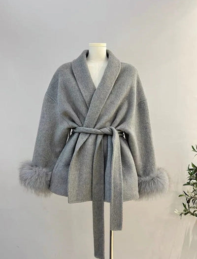 Kate - Premium Mantel Mit Echtfell