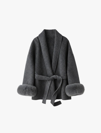 Kate - Premium Mantel Mit Echtfell