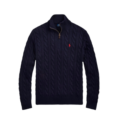 "RL" Cable Knit Quarter Zip